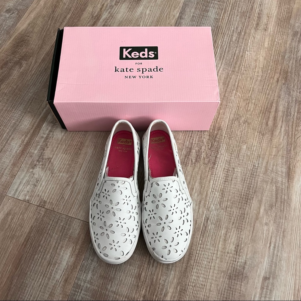 Kate Spade by Keds White Eyelet Sneakers Size 6.5